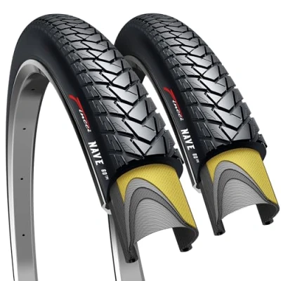 Image of Fincci Pair 700x35c Tyres, 37 622, Foldable 60 TPI City Commuter Tyres with Nylon Protection Pack of 2, Ideal for Road, Mountain, MTB, Hybrid, Touring, and Electric Bikes