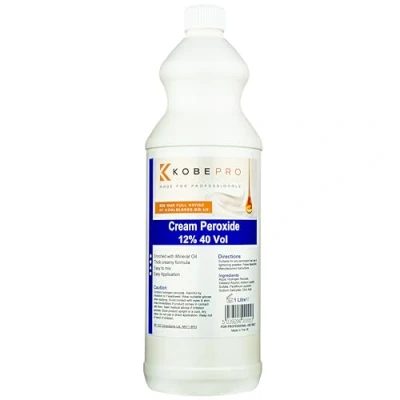 Image of Kobe Cream Peroxide Works with All Brands of Hair Bleach, Colour / Tint &amp; Lightening Powder Choice Strength Pack Size 1 Litre 12% (40 vol)