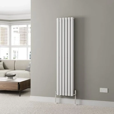 Image of DuraTherm® 1600 x 360mm White Vertical Designer Radiator Double Column Oval Tube Modern Central Heating Panel Bathroom Radiators