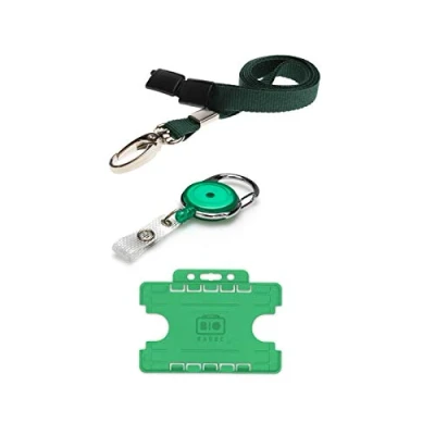 Image of ID Card It Holder Double Sided, Neck Strap Lanyard with Metal Clip &amp; Premier YoYo Extendable Badge Reel (Green)