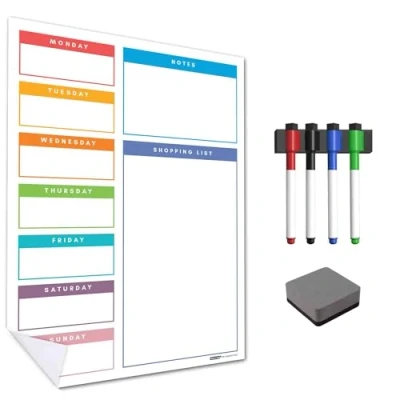 Image of WallTAC Weekly Planner Wall Sticker Easy to Apply and Remove Dry Wipe Whiteboards for Home Kitchen (Multi Colour, A2)