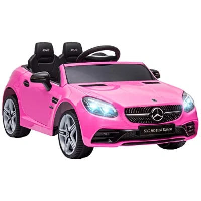 Image of HOMCOM AIYAPLAY Benz SLC 300 Licensed 12V Kids Electric Ride On Car with Parental Remote Two Motors Music Lights Suspension Wheels for 3 6 Years Pink