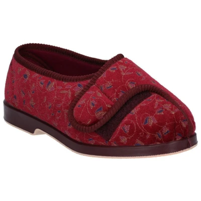 Image of GBS Womens Nola Extra Wide Fit Ladies Slipper Wine Size UK 7
