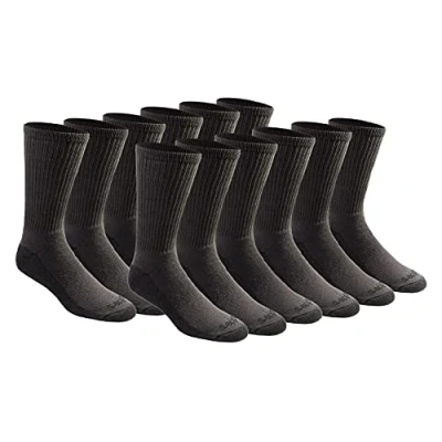 Image of Dickies Men&#039;s Dri tech Moisture Control Crew Socks Multipack, Charcoal (12 Pairs), Shoe Size: 5 9