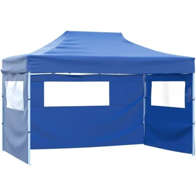 Image of vidaXL Foldable Tent with 3 Walls 3x4.5 m Blue