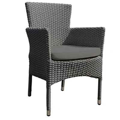 Image of BrackenStyle Oasis Rattan Garden Chair With Dark Grey Cushion Outdoor Armchair Patio Seat Stackable &amp; Fully Assembled