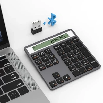 Image of Bluetooth Number Pad 2.4G Wireless Numeric Keypad with Display Calculator Slim 34 Key Portable Financial Accounting Numpad Data Entry &amp; Calculation 2in1 for Laptop Desktop PC