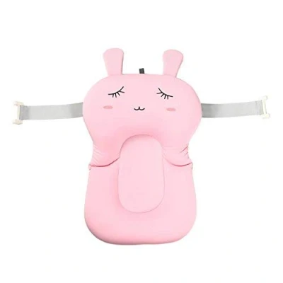 Image of Baby Bather Infant Bath Pad, Moonvvin Floating Soft Pillow &amp; Lounger Newborn Pad Tub Cushion (Pink Rabbit with Hook)