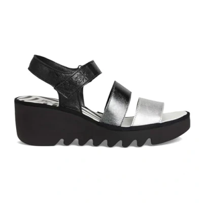 Image of Fly London Women&#039;s BEXY575FLY Sandal, Silver/Graphite/Black, 4 UK