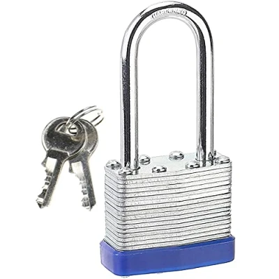 Image of CL Link Shackle Padlocks Long Lock with Keys Heavy Duty Key Padlock Outdoor Weatherproof Laminated for Gym Locker, School, Garage, Fence, Shed