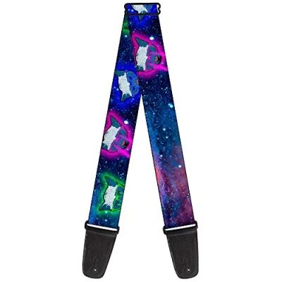 Image of Buckle Down Guitar Strap Laser Eye Cats In Space 2 Inches Wide (GS W31266)