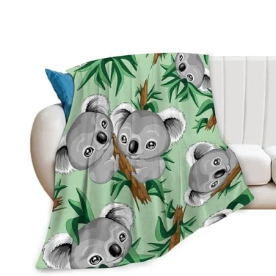 Image of Cute Koala Blanket Throw Stuff Animal Gifts for Girls Boys Kids Lovers Woman Adults Soft Warm Cozy Plush Fleece Flannel Decor Couch Sofa Bed 40&quot;x50&quot;
