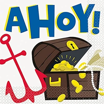 Image of Ahoy Pirate Luncheon Napkins (16cm) Vibrant Colorful Party Perfect for Swashbuckling Celebrations 16ct