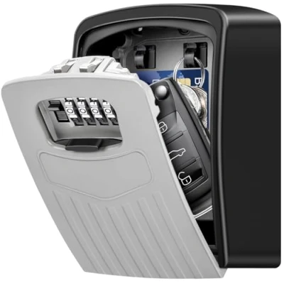 Image of Key Box Lock, BTNEEU Extra Large Combination Box, Outdoor Safe Wall Mounted, Portable Storage with 4 Digit Strong Lock for Indoor Home Office Garage School Gym