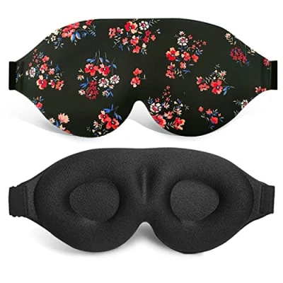 Image of 3D Sleep Mask, 100% Blackout Contoured Eye Comfortable &amp; Super Soft Sleeping Mask with Adjustable Straps for Women, Men, Travel Yoga Naps (Floral)