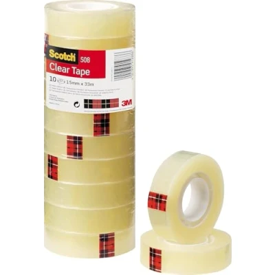 Image of Scotch Transparent Tape 508 10 Rolls 15 mm x 33 m General Purpose Clear for School, Home and Office