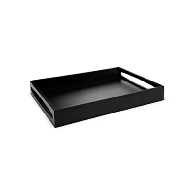 Image of Leopold Vienna Black wooden serving tray 47.5 x 35 cm square breakfast with high rim and 2 handles