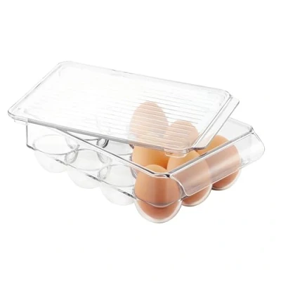 Image of iDesign 73030 Fridge/Freeze Binz Egg Holder, Small Storage Box for Twelve Eggs, Made from BPA Free Plastic, Clear