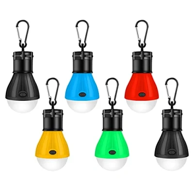 Image of 6 Pcs Camping Lights for Tents, Portable Battery Powered Lantern LED Tent Light 3 Lighting Modes Outdoor Hanging Lamp Emergency, Hiking, Fishing, Accessories