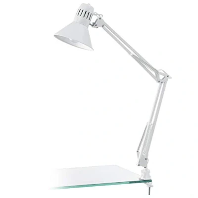 Image of Eglo Lighting Firmo 1 Light Modern Adjustable Desk Clip On Lamp Shiny White, E27