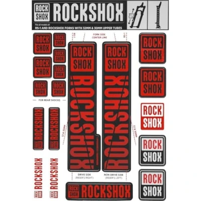 Image of RockShox Spare Front Suspension Decal Kit 30/32mm Oxy Red My18 Sid/Reba/Revelation(Pre 2018)/Sektor/Recon/Xc32/30G/30S/Xc30: Black
