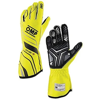 Image of Omp One S Yellow Flu Gloves Size XXL FIA 8556 2018