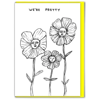 Image of Brainbox Candy Official David Shrigley Funny Birthday Cards Humorous Happy ‘Pretty Flowers’ Perfect For Best Friends Mates Him Sold Exclusively