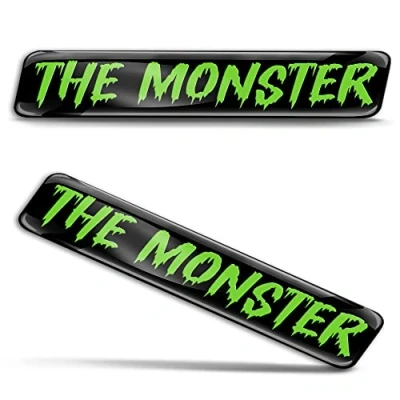 Image of Biomar Labs 2 x 3D Gel Silicone Sticker Monster Badge Green Stickers Car Motorcycle Bicycle Window Door Laptop KS 37