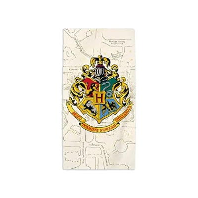 Image of Harry Potter Beach Towel Large 70x140cm 100 Percent Cotton Hogwarts Map of the Marauder Pool Official, Beige