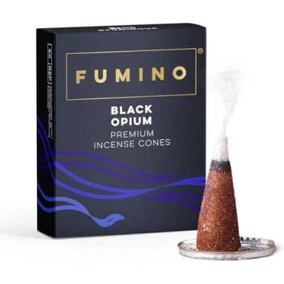 Image of Fumino® Black Noir Fresh Incense Cones 20 per Box Masala Agarbatti Joss Scent Fragrance for Relaxation and Meditation, Home House Décor