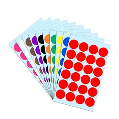 Image of 1200 Pieces 25mm Coloured Round Dot Circle Stickers Labels, 10 Colours