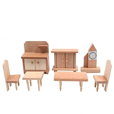 Image of CENPEK Dollhouse Furniture 1:12 Scale Wooden Miniature Set Accessories Model kitchen Room