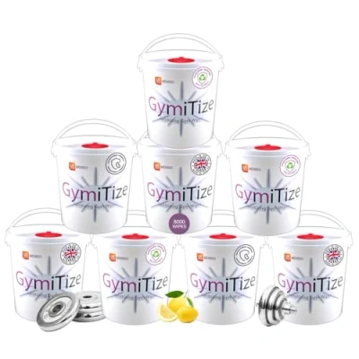 Image of GymiTize Gym Wipes, 8000 8 Buckets, Alcohol Free, Antibacterial Antiviral Cleaning Wipes Antibacterial, Surface Made in the UK, (Pack of 8)