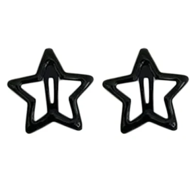 Image of LEEINTO 2pcs Black/Gray Star Hairpins Hot Girls Metal Hair Clip Y2k Barrettes Cute For Teens Pins Woman Accessories Festival Daily Hairstyles
