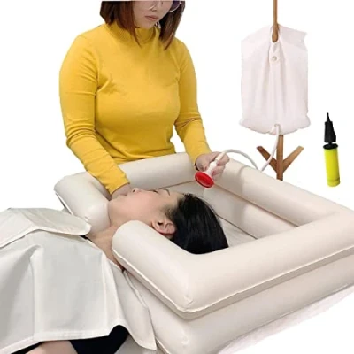 Image of Inflatable Bedside Shampoo Basin Hair Washing Shower System in Bed Bath for Bedridden Disabled Elderly Pregnancy(Set of 5)
