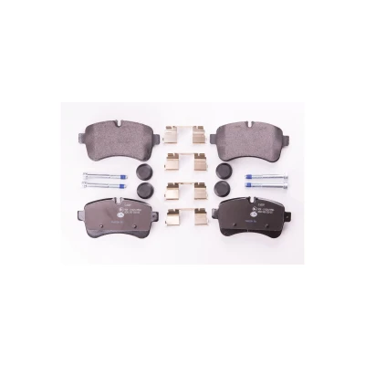Image of 42555917, 500055564, 504232812 brake pad set HELLA 8DB 355 005 551 prepared for wear indicator with caliper screws accessories