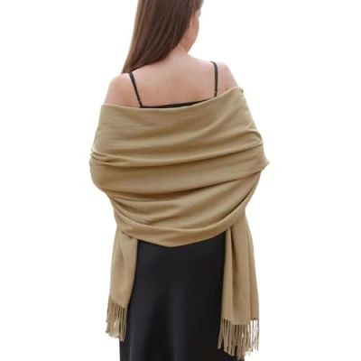 Image of RIIQIICHY Ladies Scarf Champagne Pashmina Shawls and Wraps for Wedding Scarfs Women Winter