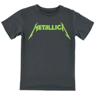 Image of Amplified Childrens/Kids Neon Metallica T Shirt (7 8 Years) (Charcoal)