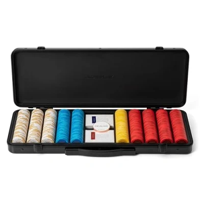 Image of SLOWPLAY Godel 14g Clay Poker Chips Set for Texas Hold’em, 500 PCS [Blank Chips] Features a High end Chip case with Extra Durable German Polycarbonate Shell, Players