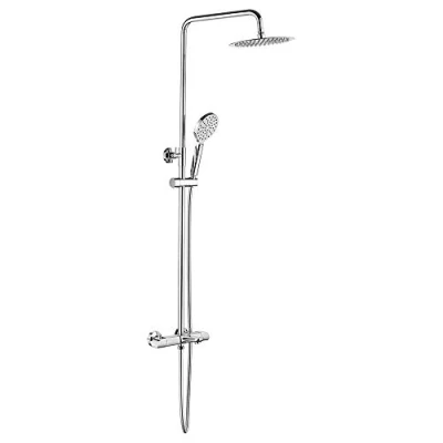 Image of Ibergrif Thermostatic Shower System, Rainfall Mixer Tap Kit, Chrome