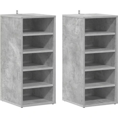 Image of vidaXL Shoe Cabinets 2 pcs Concrete Grey 31.5x35x70 cm Engineered Wood