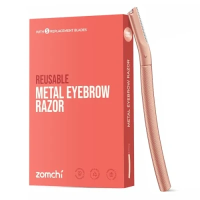 Image of ZOMCHI Eyebrow Razor, Dermaplaning Tool for Face, Trimmer Shaper with Precision Cover,Rose Gold