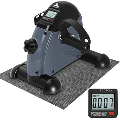 Image of EVOLAND Mini Exercise Bike, Under Desk Bike Pedal Exerciser with Handle Adjustable Resistance LCD Display Non Slip Mat, Home and Office Workout Fitness Training for Unisex Elderly (Black)