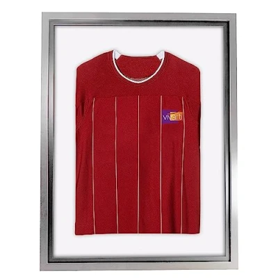 Image of Vivarti DIY Adult Standard Sports Shirt Display Frame for Football Shirt, Rugby Band T Shadow Box (60 x 80cm Silver Frame, Inner White Backing Card)