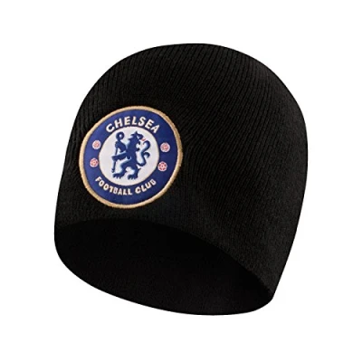 Image of Chelsea FC Official Football Gift Knitted Beanie Hat Black