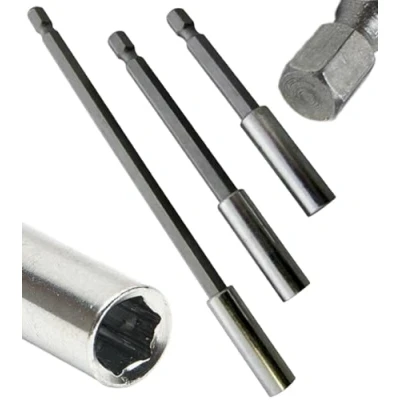 Image of 3pc 1/4&quot; Magnetic Bit Holder Set Hex Hexagon Screwdriver Drill 75 100 150mm Long