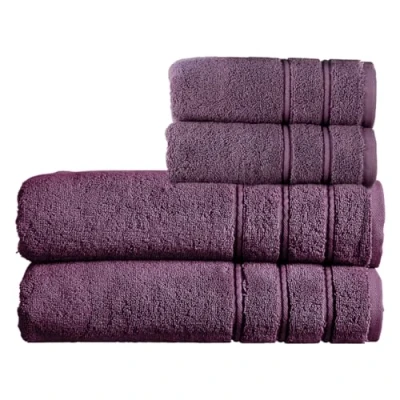 Image of Christy Antalya Bath Sheets Set 4 Piece 100% Turkish Cotton 600GSM Soft Plush Luxury Towel 2 Hand Towels Quick Dry Fig Purple