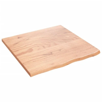 Image of vidaXL Wall Shelf in Rustic Farmhouse Style, Light Brown Durable Solid Oak Wood, Handcrafted with Live Edge, 60x60x2 cm
