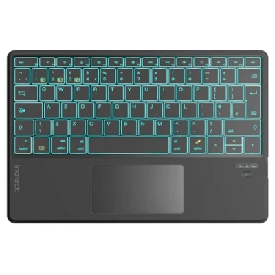 Image of Inateck Tablet Keyboard with Touchpad, AI Function, Ultra Slim Bluetooth for Windows/iPad OS/Android/iOS, 7 Color Backlight, Supports Self Developed App, KB01104