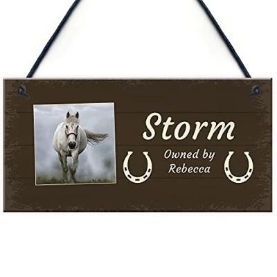 Image of RED OCEAN PERSONALISED Horse Lover Gift Hanging Stable Sign Home Decor Pet